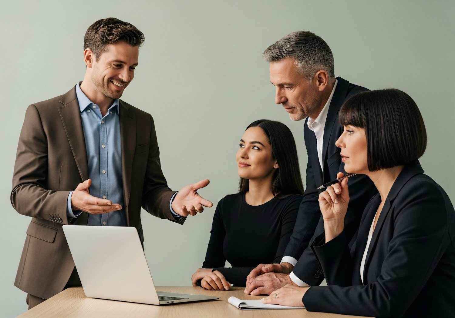 Team members engage in a constructive feedback session, sharing insights and ideas openly to foster continuous improvement.