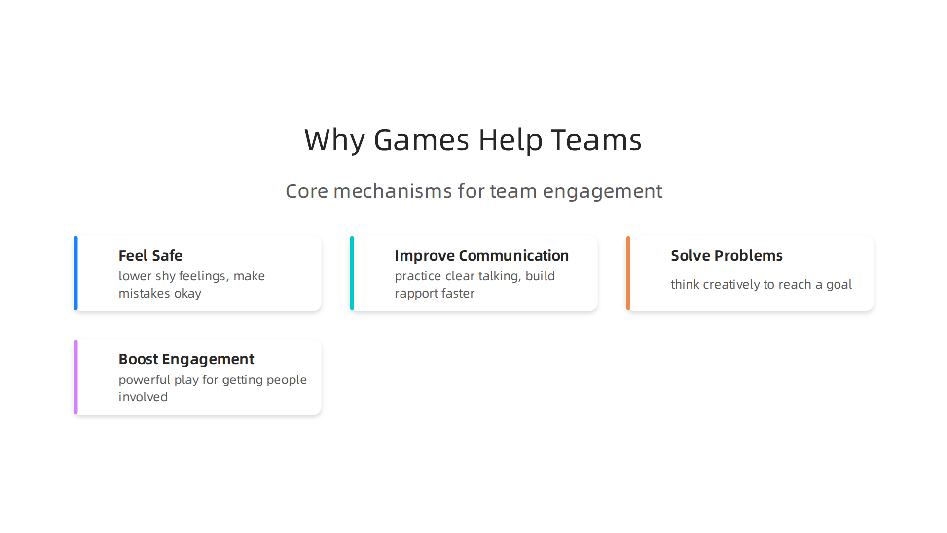 Understand the core mechanisms through which group games foster engagement and teamwork.